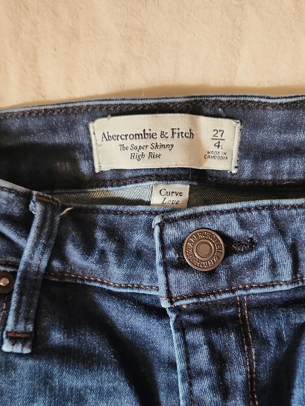 Abercrombie & Fitch Dark Blue Super Skinny High Rise Jeans